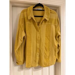 FP Beach Free People Terry Stripe Button-Up Shirt – Mustard Yellow | S